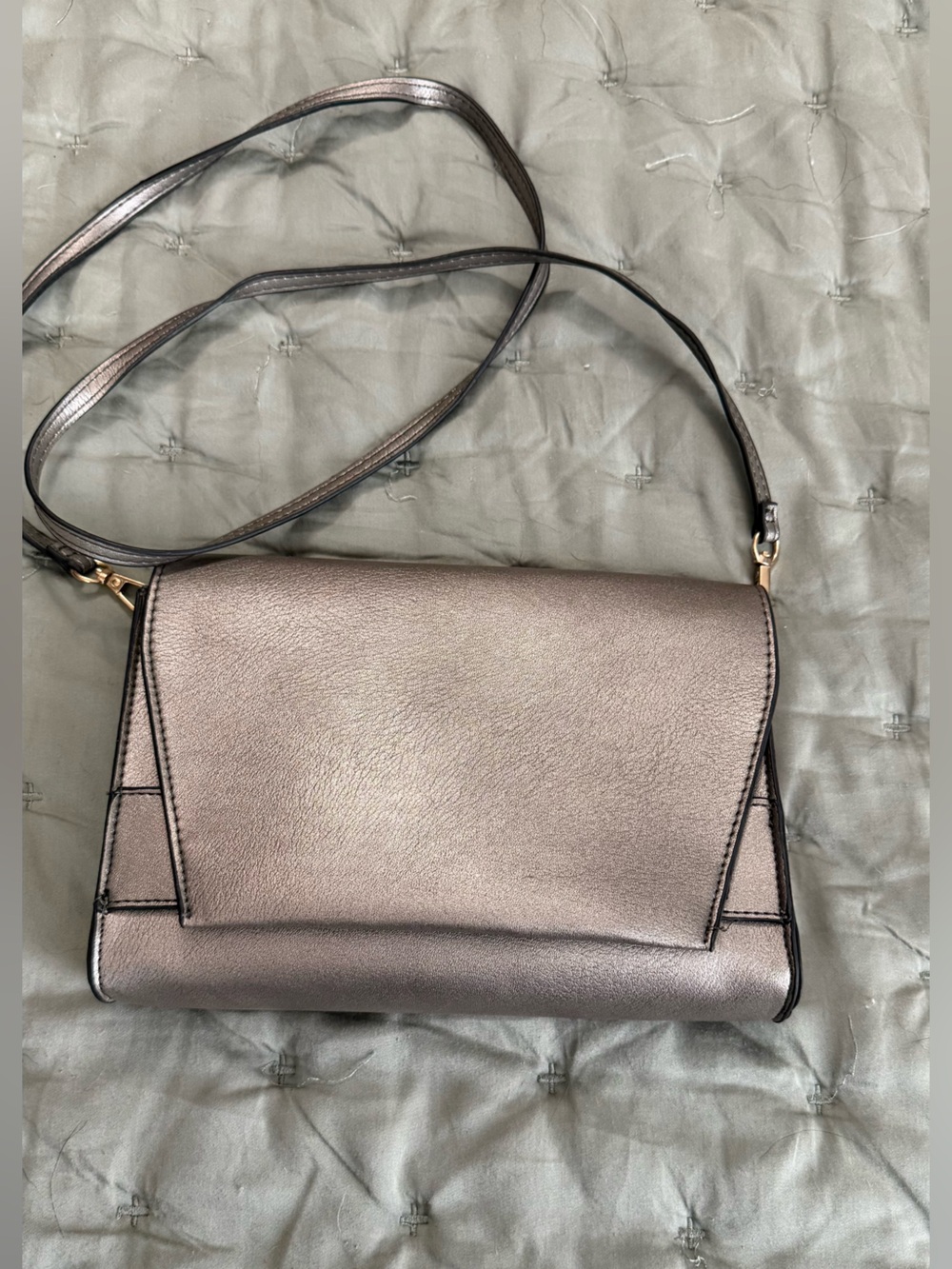 summer & rose vegan leather Metallic Taupe Crossbody with Gold Hardware